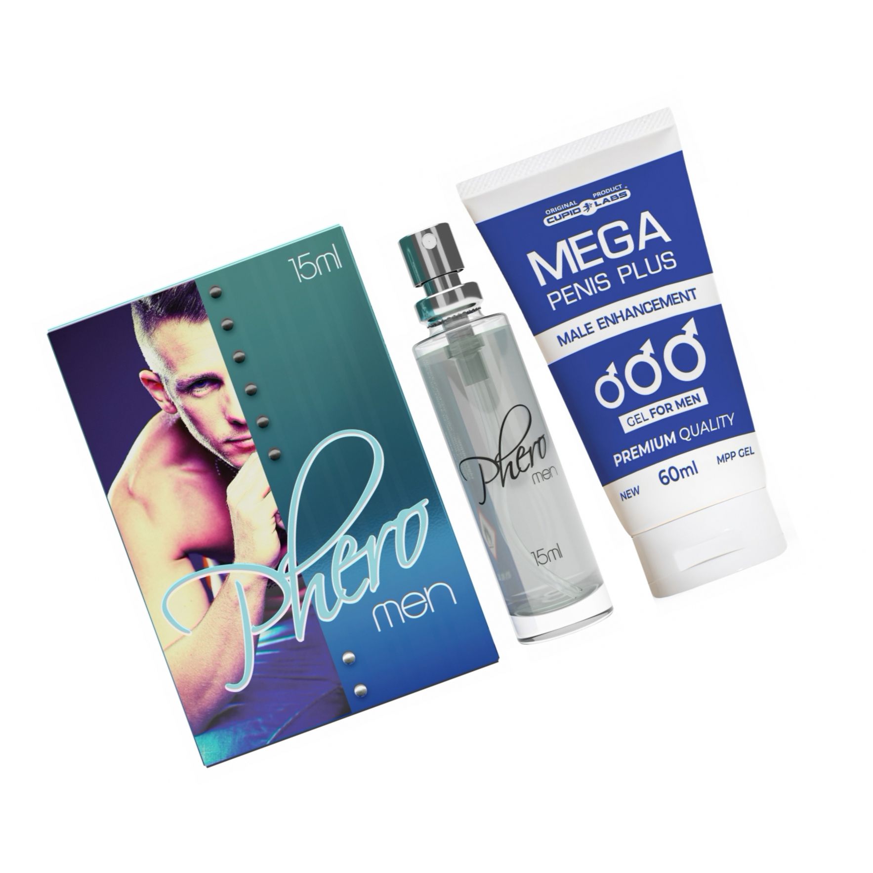 Pachet Parfum cu Feromoni Pheromen 15ml Și Gel Mărire Penis Mega Penis Plus 65ml